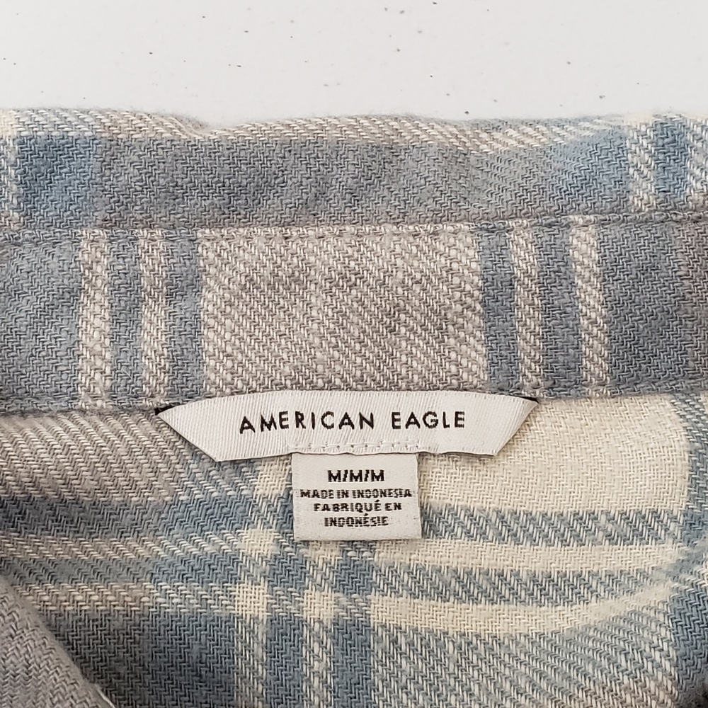 American Eagle Womens Babydoll Soft Oversized Flannel Button Top Size Medium - Picture 4 of 6